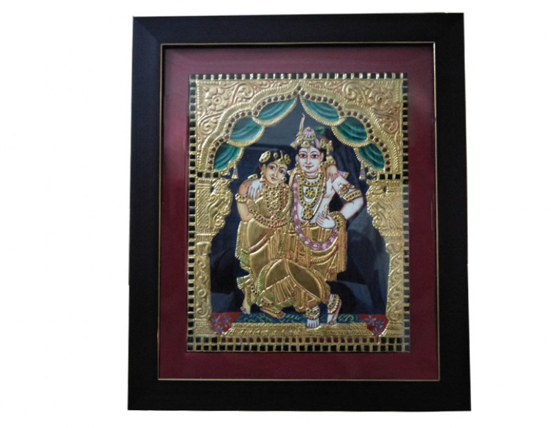 Radha Krishna in Thanjavur Artwork for Home Decor